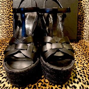 Saint Laurent
Tribute Espadrilles Wedge in Smooth Leather sz 7